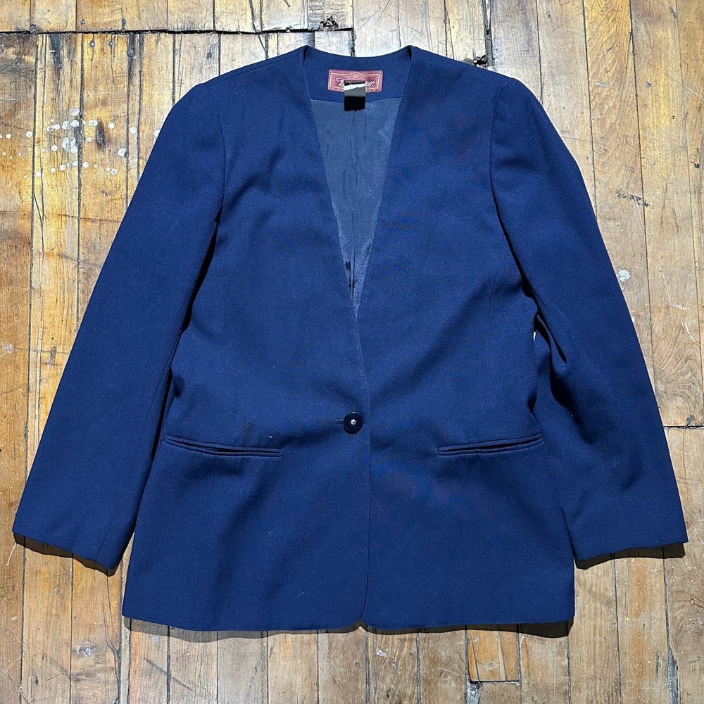 Worthington Blazer Jacket Women's Size 4P Blue Lined Single Breasted One Button